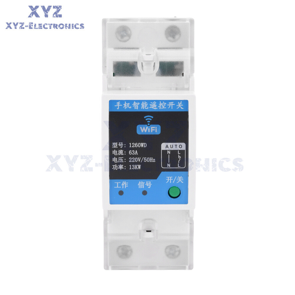 Smart Circuit Breaker TUYA WIFI Bluetooth 2P63A On/Off Breaker Remote Control