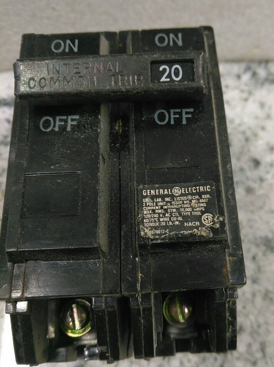 GE/BREAKER/THQL2120/20A/2P/ 120/240VAC/THQL/PLUG-IN/ GROVE/(b4c2)