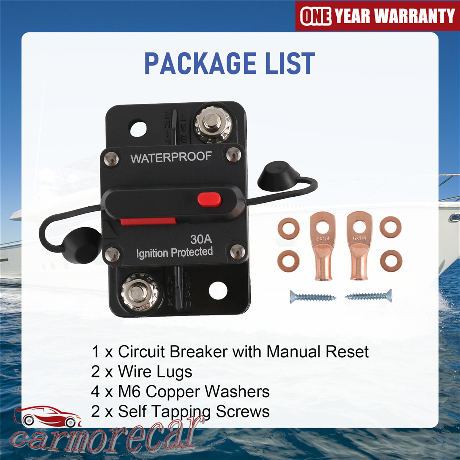 30A-300A AMP Circuit Breaker Fuse 12-48V DC Car Boat Manual Reset Switch IP67