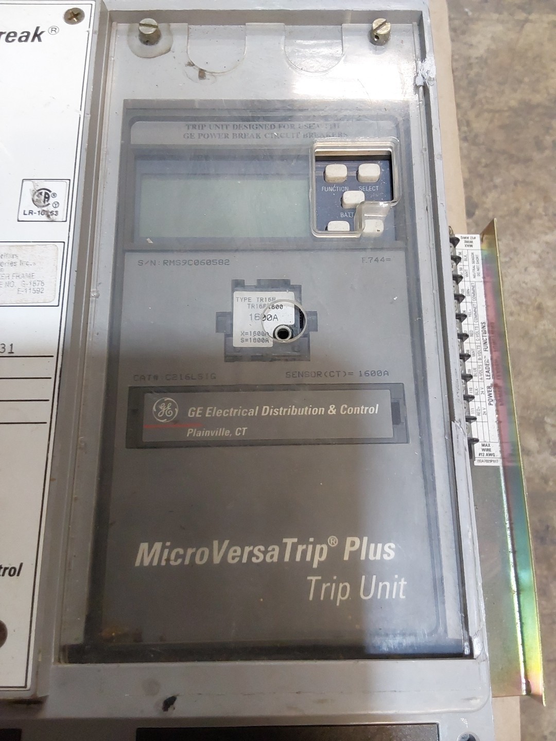 GE 1600A TP1616TTR LI Circuit Breaker 600V General Electric C216LSIG Trip
