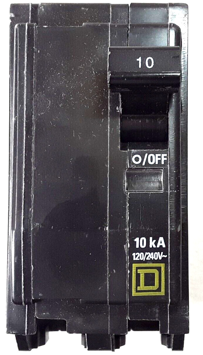 WORKS Square D QO210 2-Pole Circuit Breaker 10A 120/240VAC 1 Phase Plug-In Mount