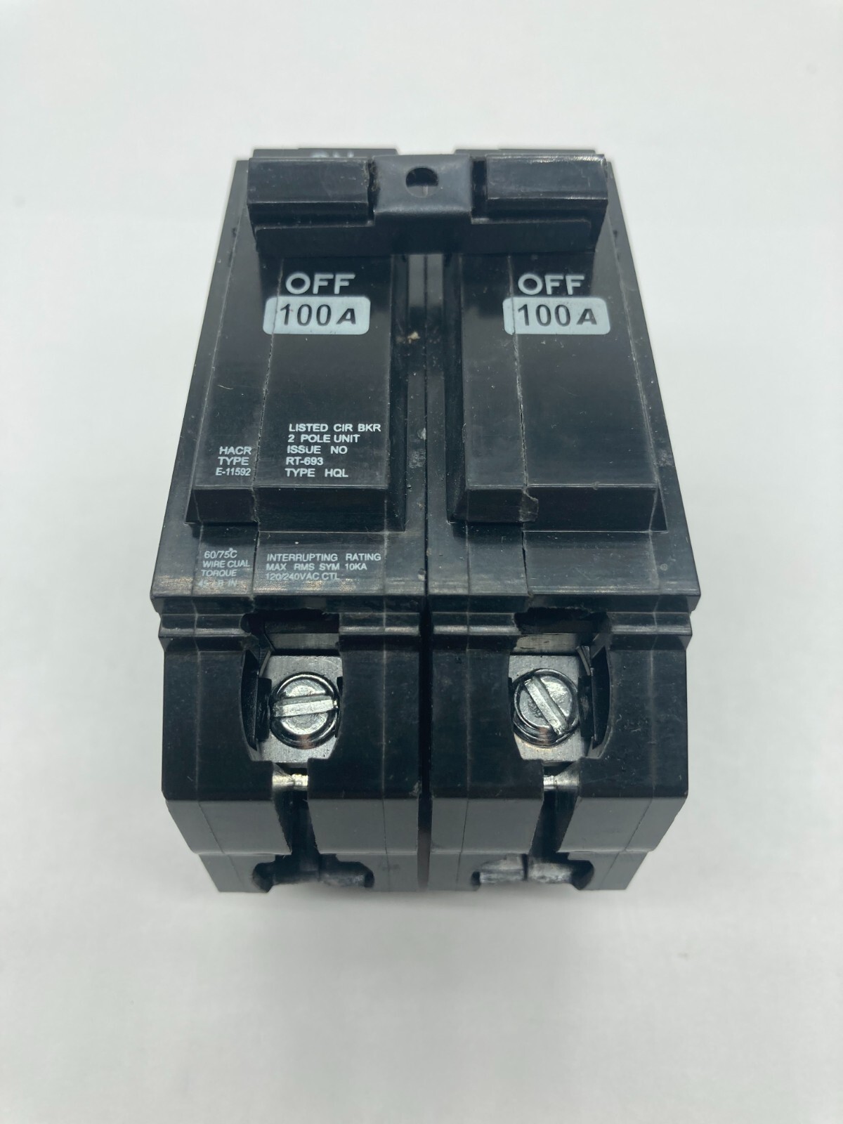 HQL2100 2 Pole 100 Amp 120 240V AC Plug In Type HQL Generic Main Circuit Breaker