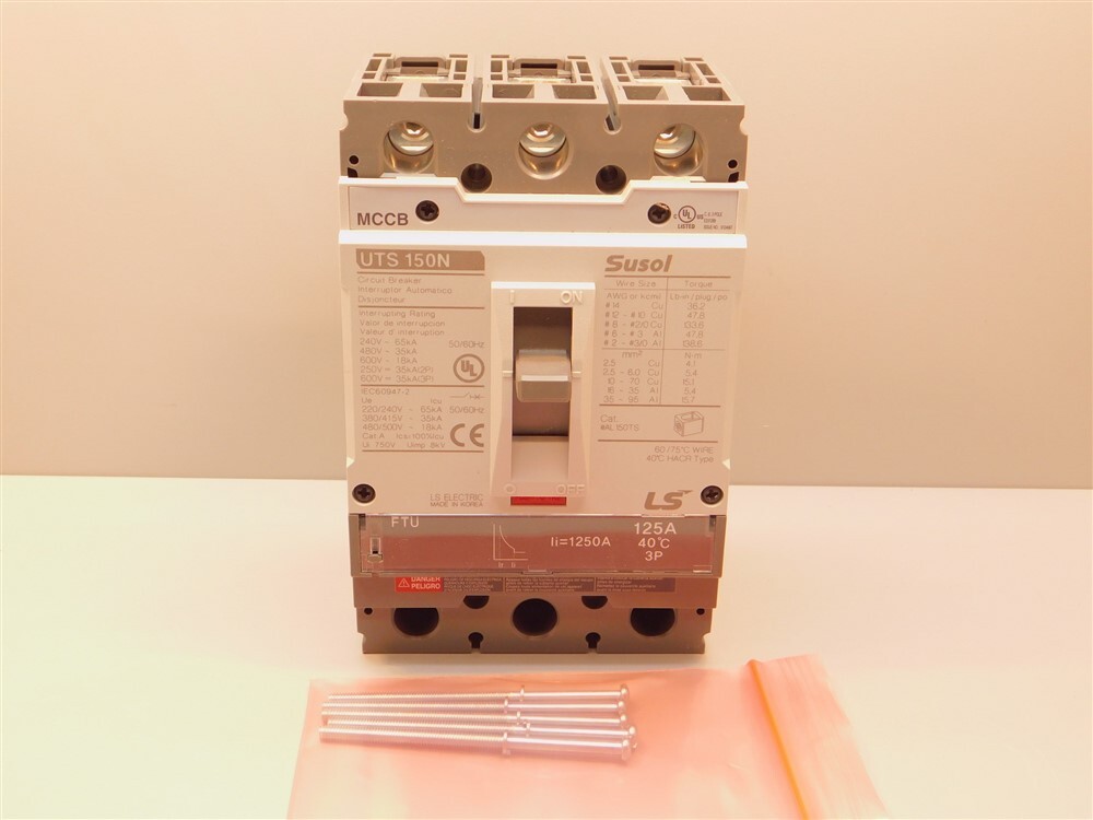 Susol UTS 150N 3-Pole 125A 240-600VAC Fixed Thermal Molded Case Circuit Breaker
