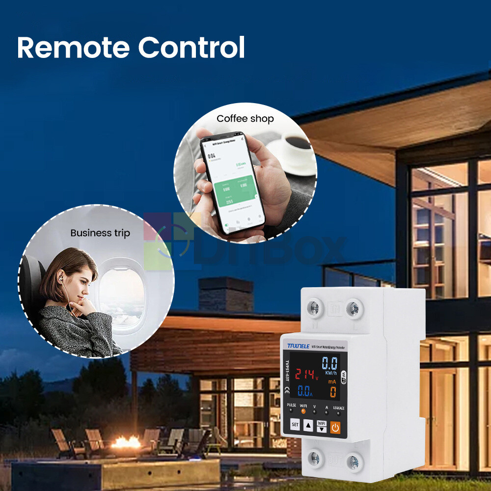 Tuya WIFI Smart Power Protector Overvoltage Leakage Protection Energy Meter