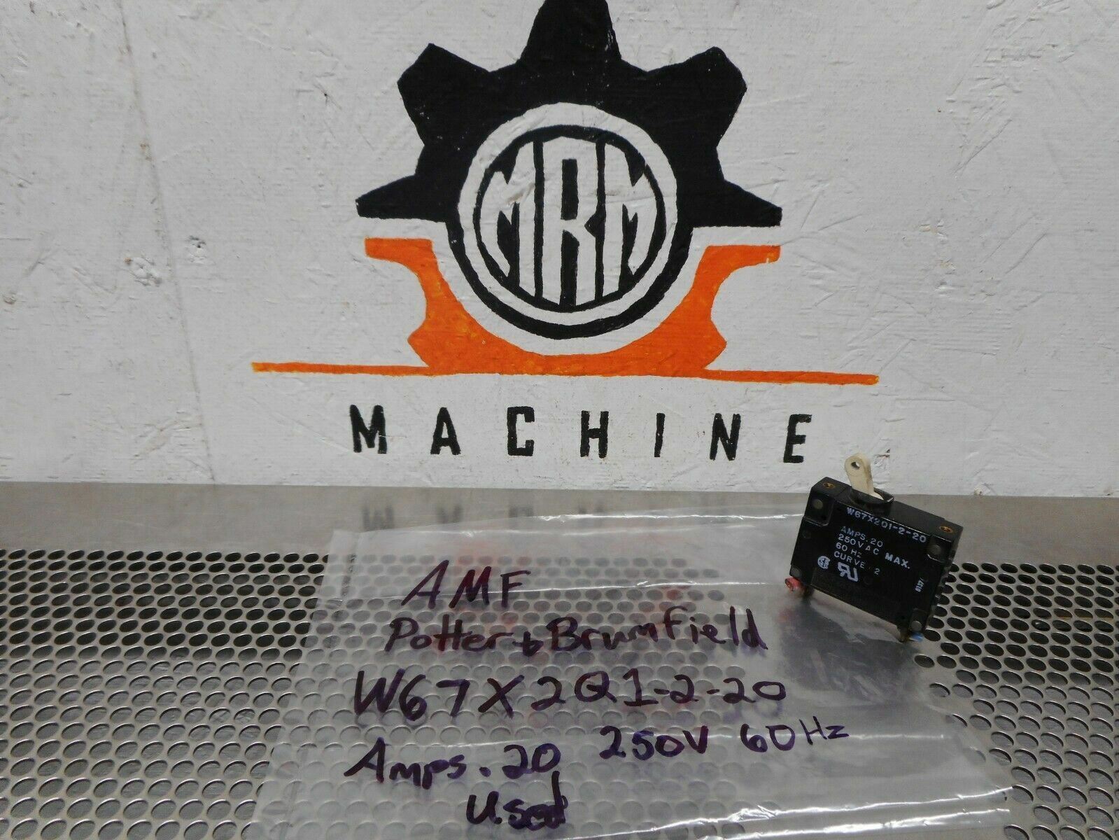 AMF Potter & Brumfield W67X2Q1-2-20 Circuit Breaker 20A 250V 60Hz Used Warranty
