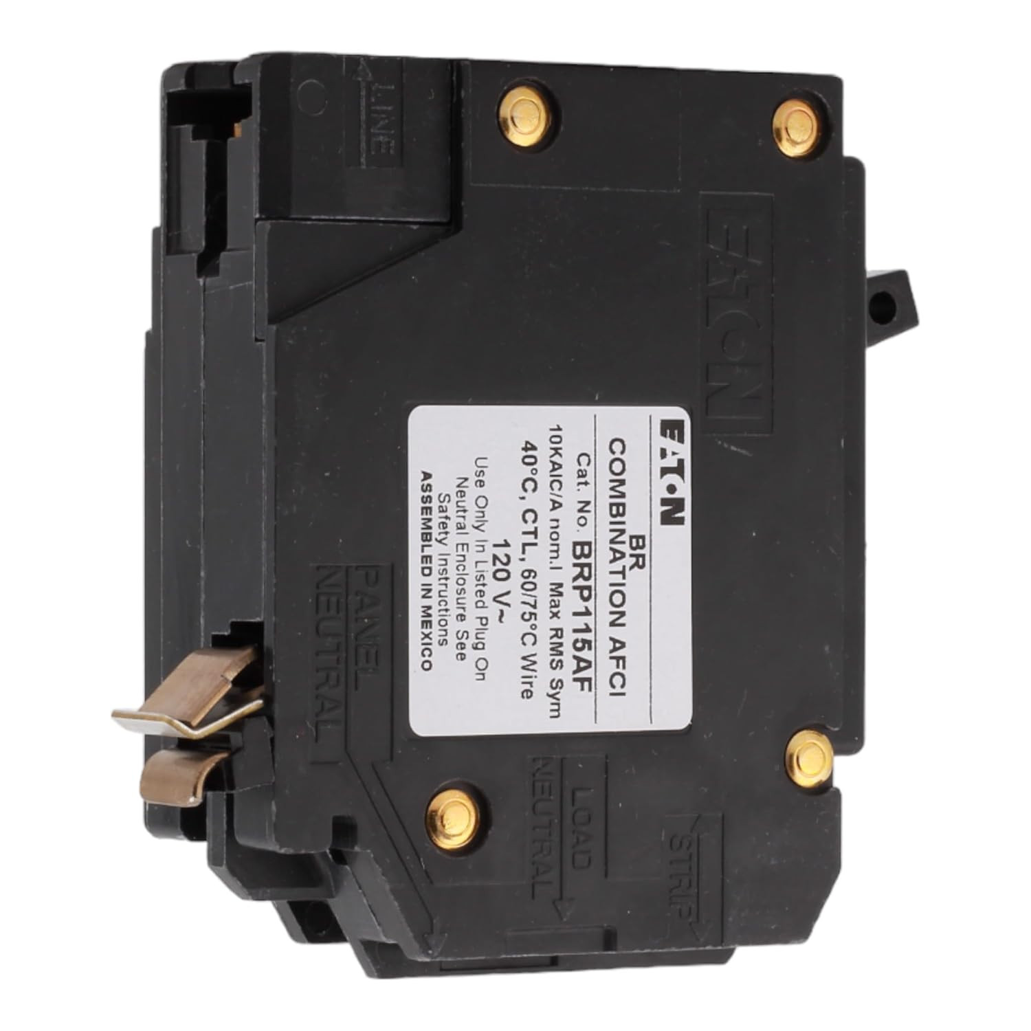 BRP115AF 15 Amp Single Pole AFCI Arc Fault Circuit Breaker, Plug-On Neutral, 120