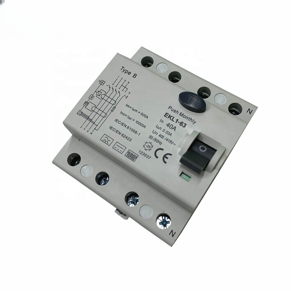 EKL1-63B 4P 30mA B Type RCD RCCB AC DC 10KA 400V ELCB Circuit Breaker Price