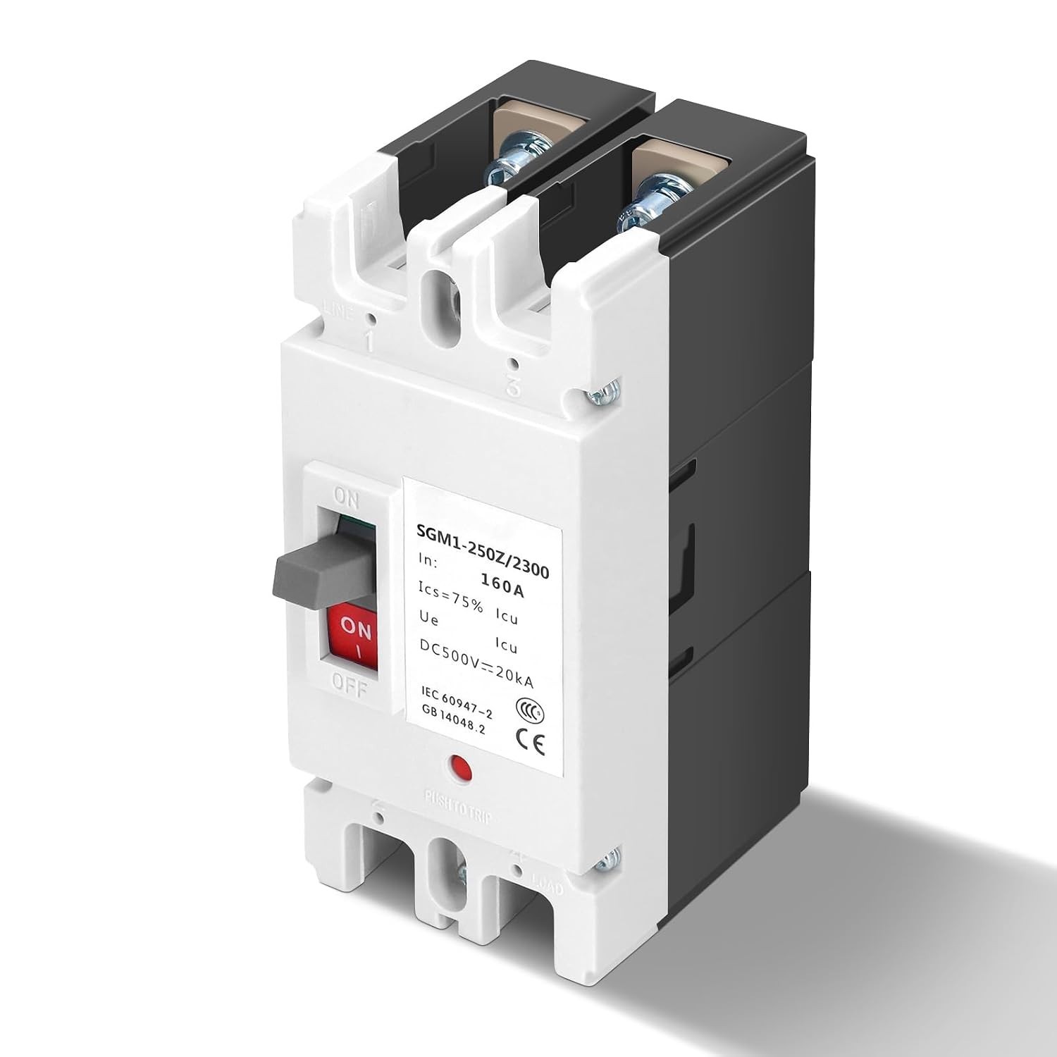 DC Circuit Breaker 500V 160A Panel Mount 2-Pole Overload Protection