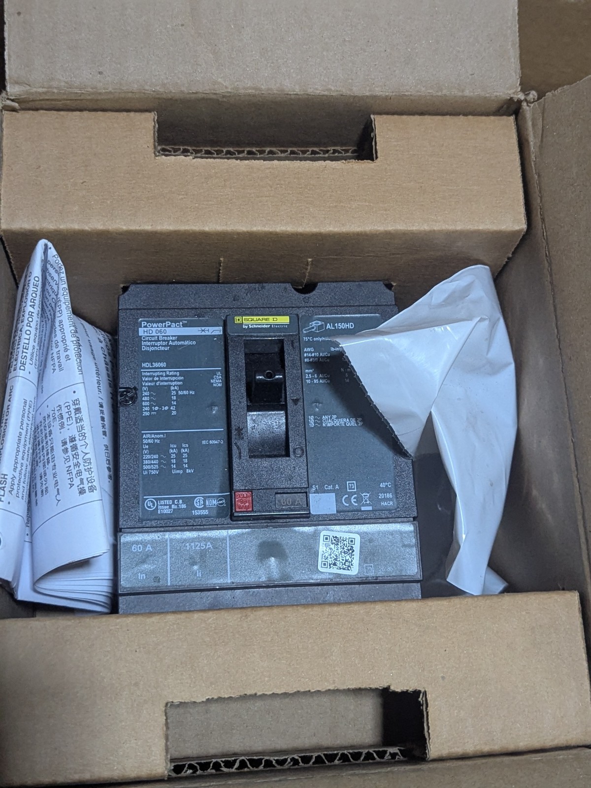 Square D HDL36060 Circuit Breaker – Black