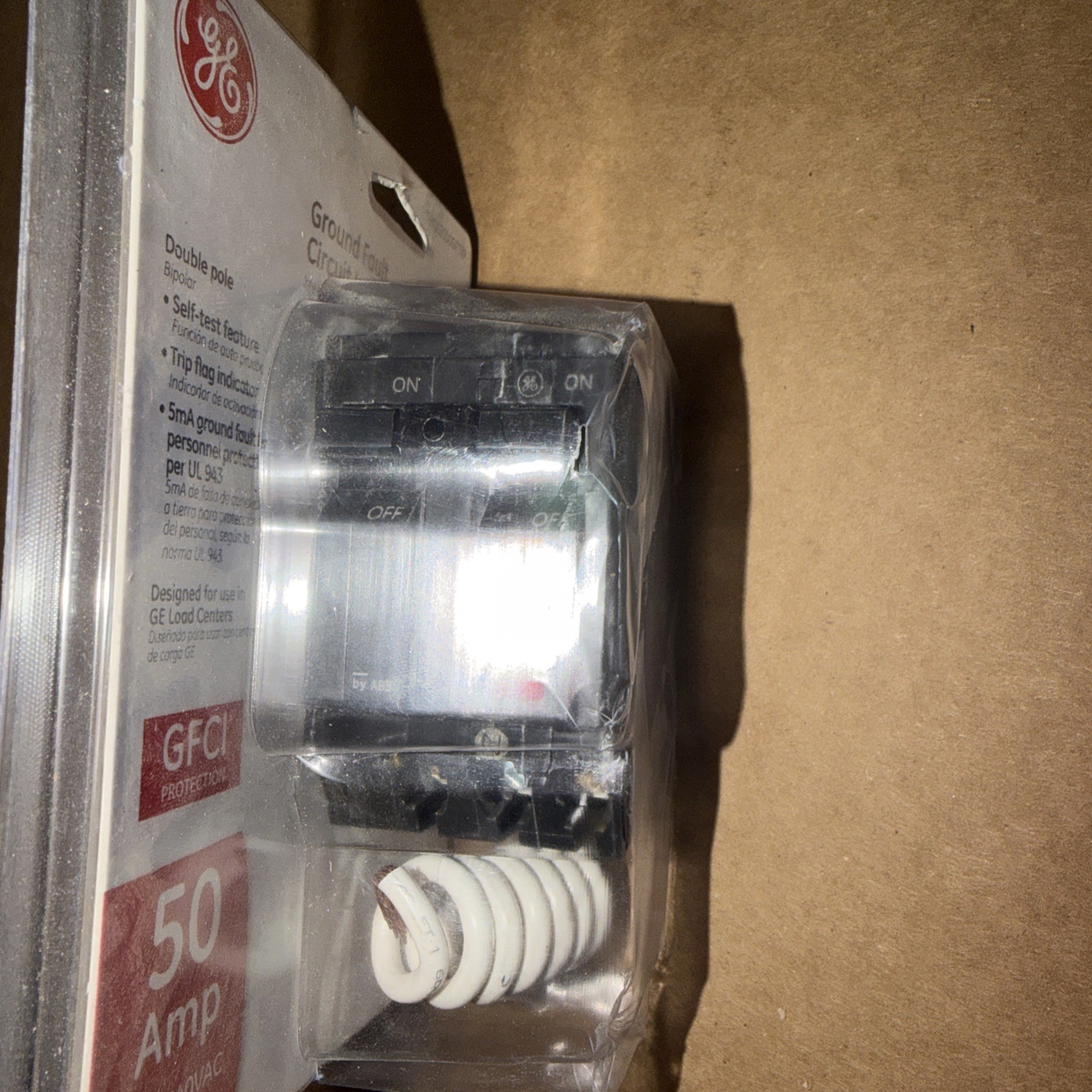 GE ABB 50 Amp 240-Volts Double Pole Ground Fault Breaker with Self-Test