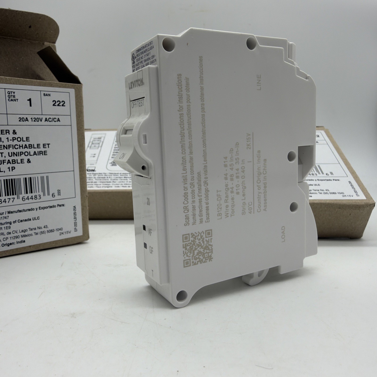Leviton LB120-DFT 20A 1-Pole AFCI/GFCI Dual Function Circuit Breaker NEW 10X