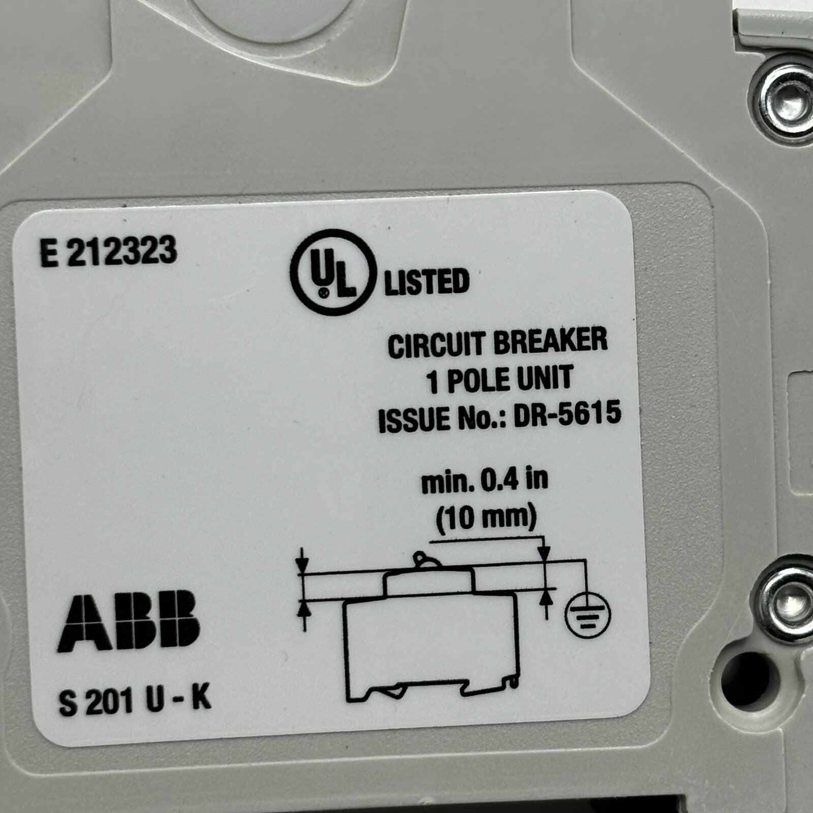 ABB S 201 U K 4 A MINIATURE CIRCUIT BREAKER 1 POLE 240V 50/60HZ S201UK4A ⭐