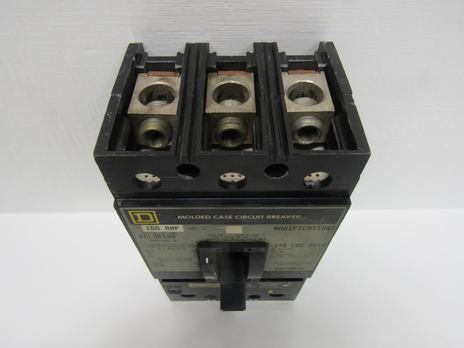 Square D KAL36100 100 Amp 600V 3 Pole Circuit Breaker 100A 600 VAC