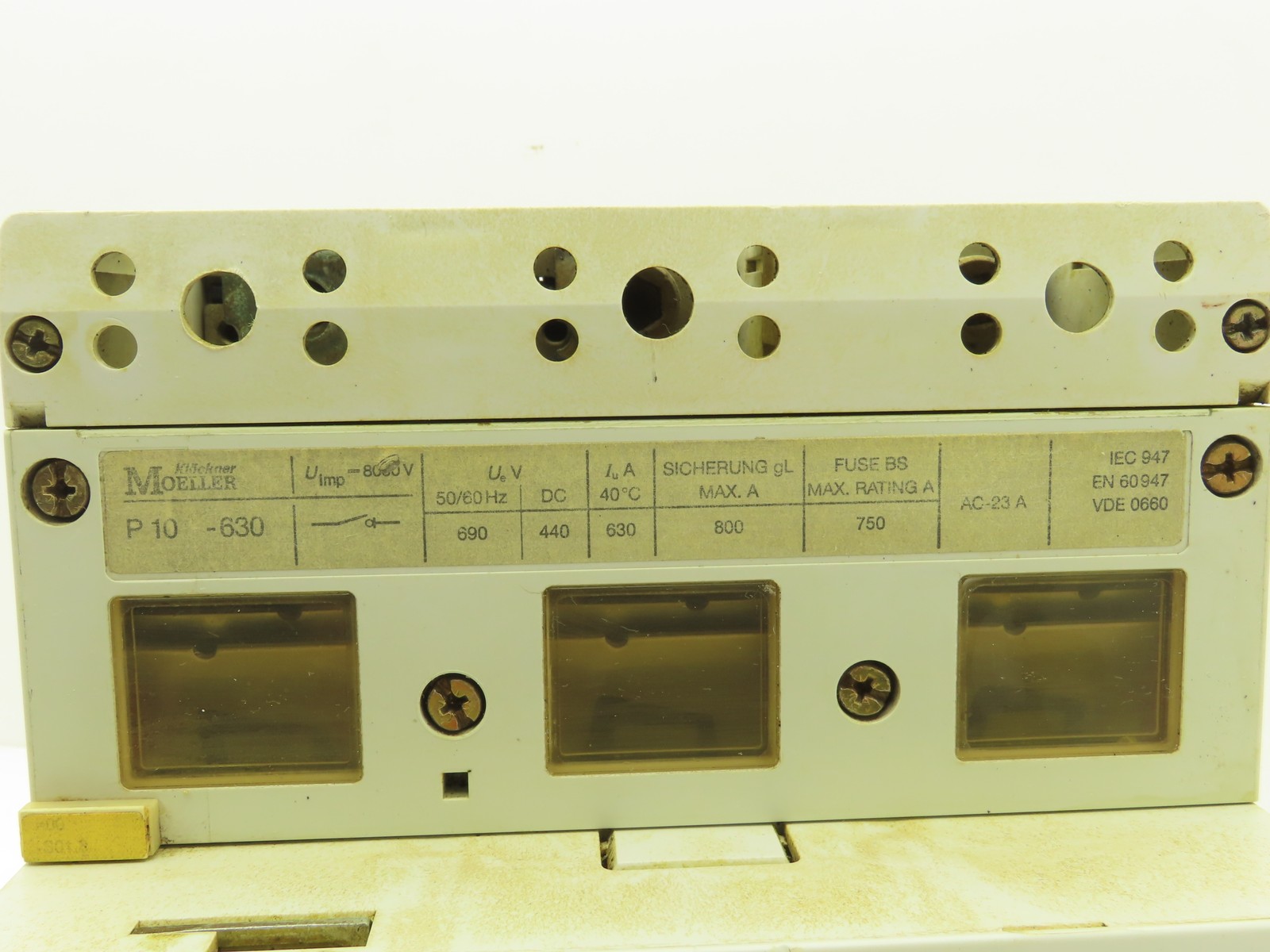 Moeller P10-630 Circuit Breaker 800A 690VAC 3 Pole W/Disconnect Mechanism DNZM10