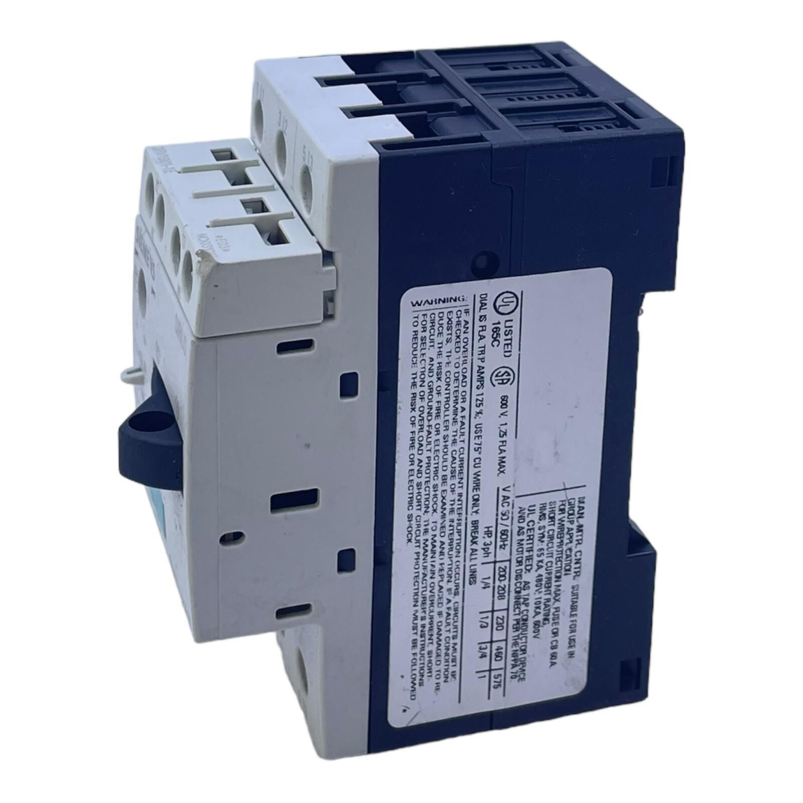 Siemens 3RV1011-0KA15 Circuit Breaker 0.9-1.25A 690VAC IP20 Power Switch