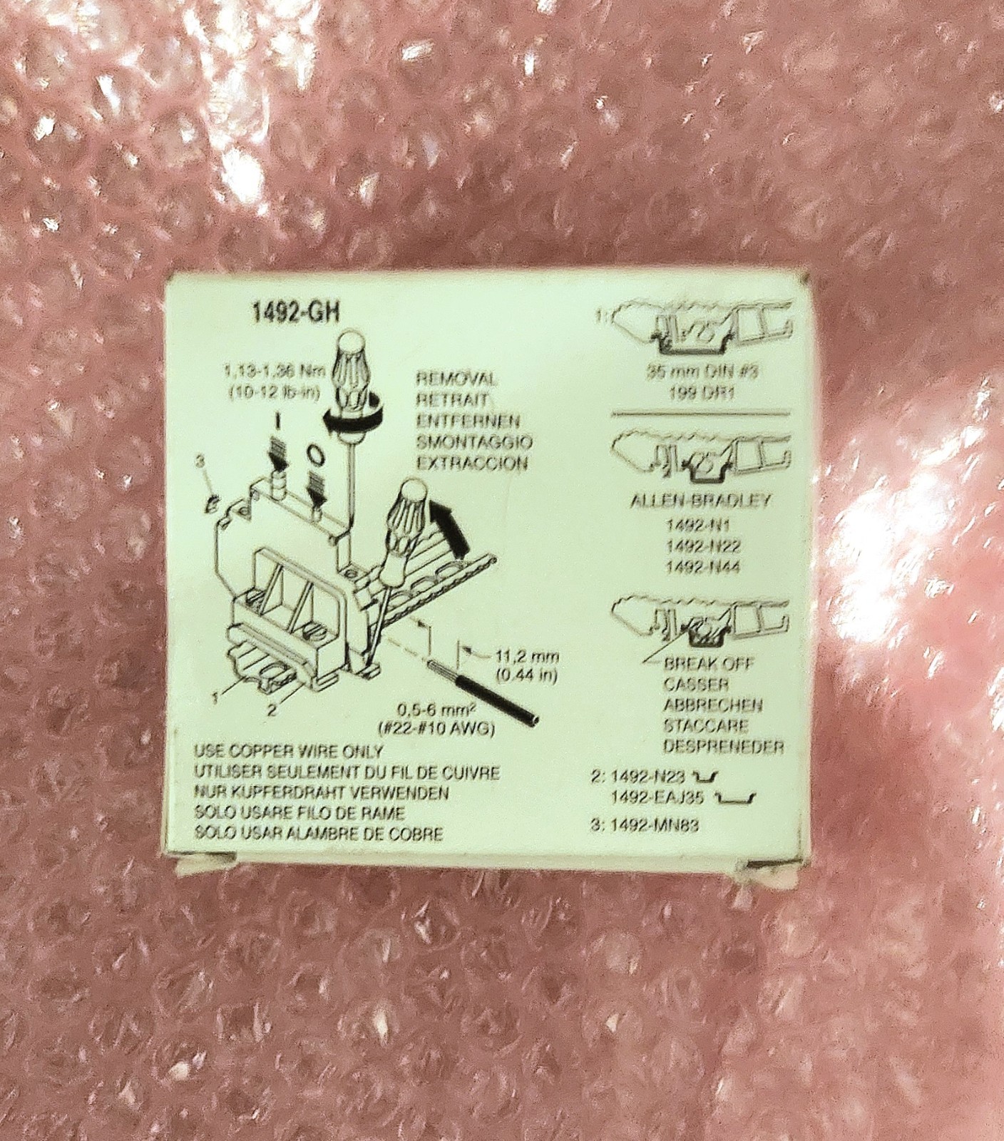 ​Allen-Bradley 1492-GH010 Miniature Circuit Breaker, 1A, 1-Pole, 250V AC/65V DC
