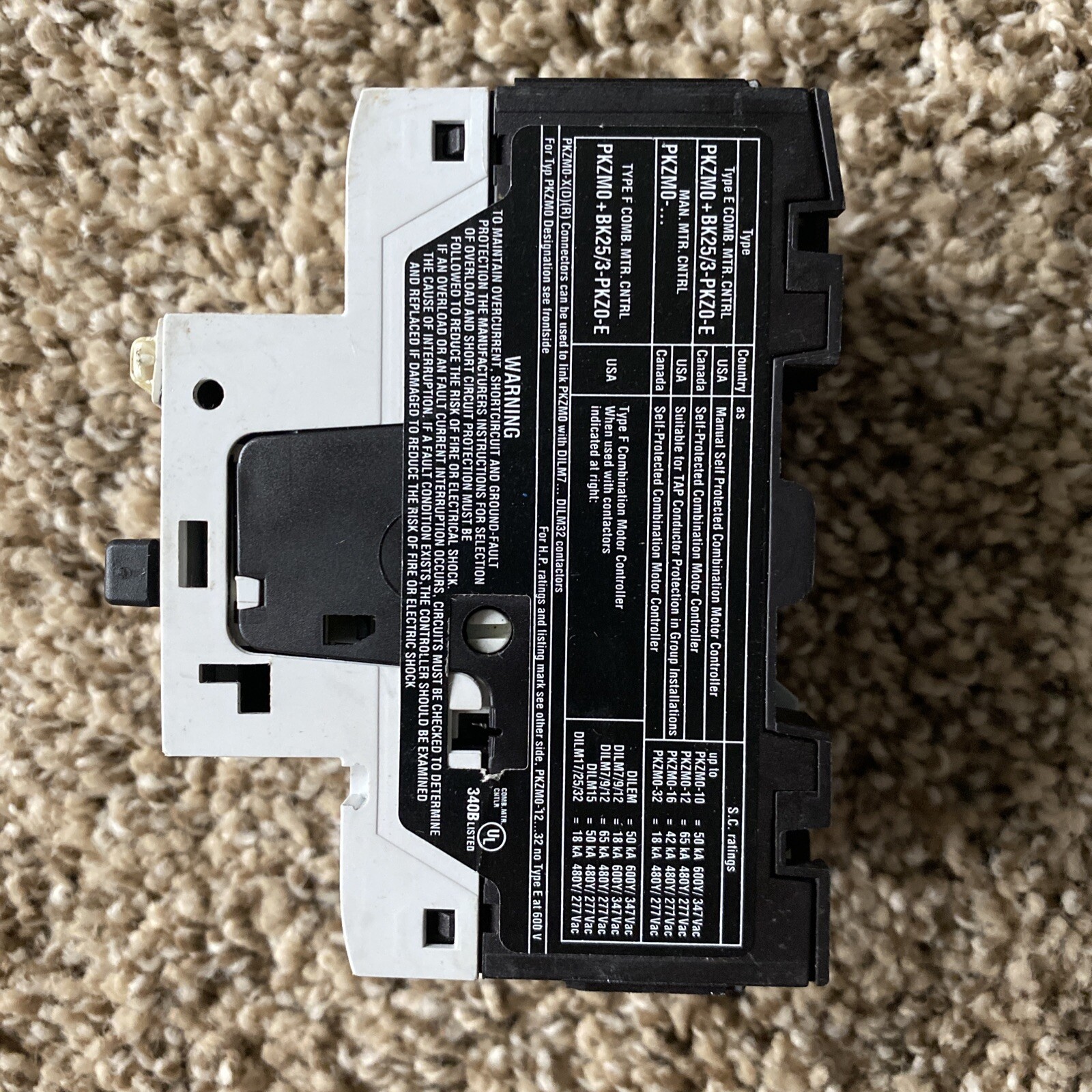 Eaton PKZM0-2,5 2.5A Motor Protection Circuit Breaker
