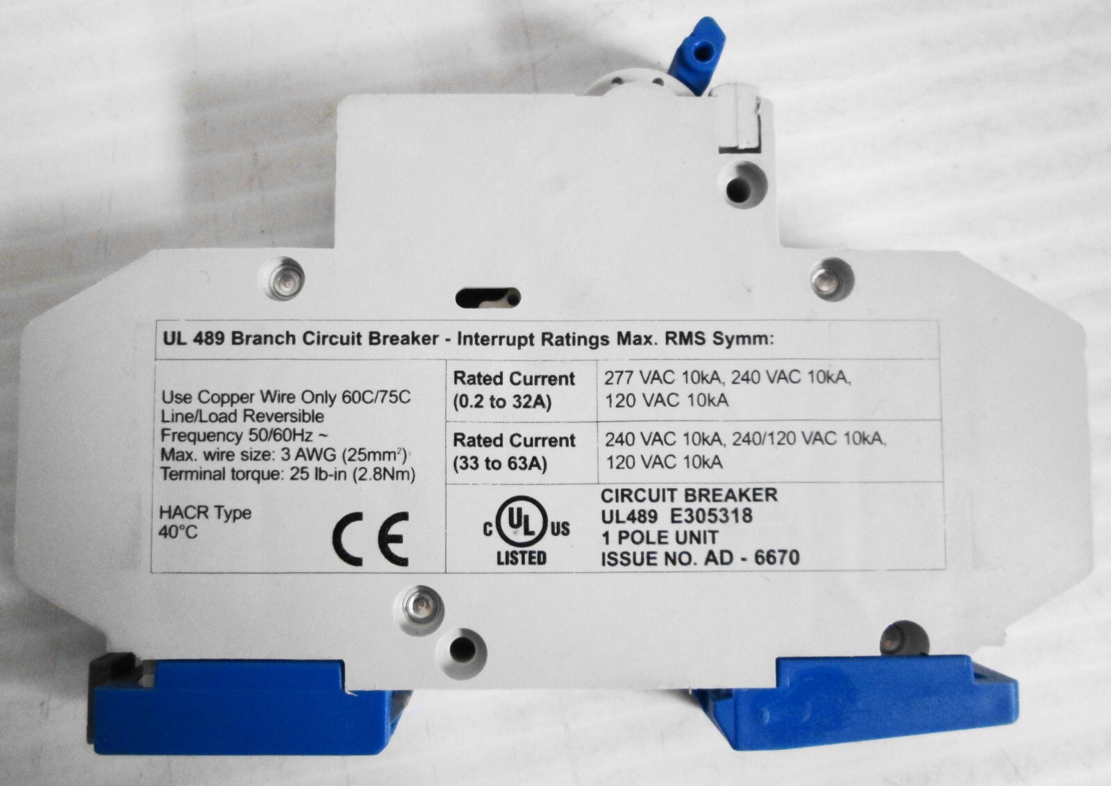 Altech UL489 D30 Branch Circuit Breaker 1P 30A 277VAC 10kA