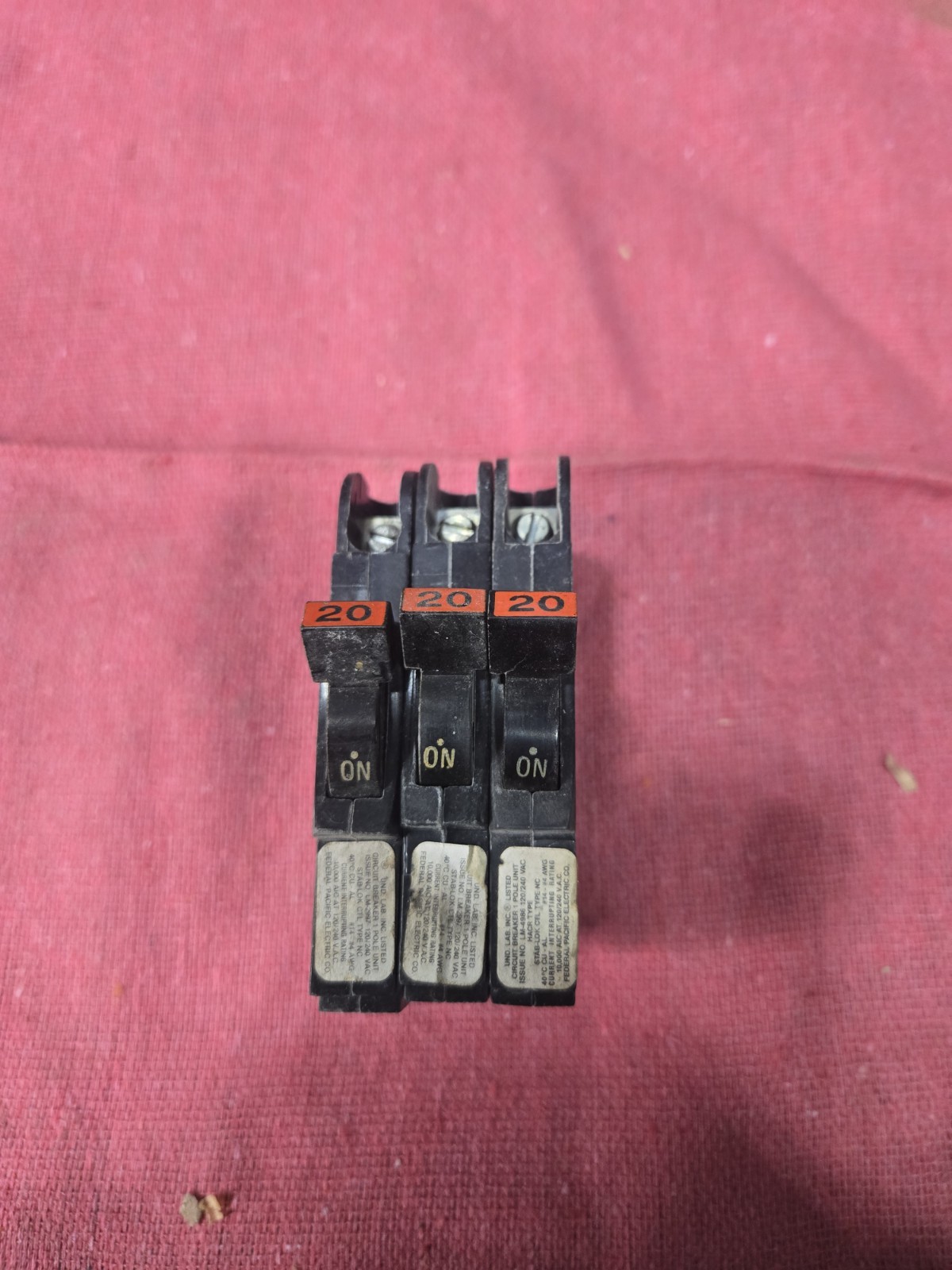 NC120 FPE 20 Amp 1 Pole Stab-Lok “Thin” Federal Pacific Breakers NC20 RED