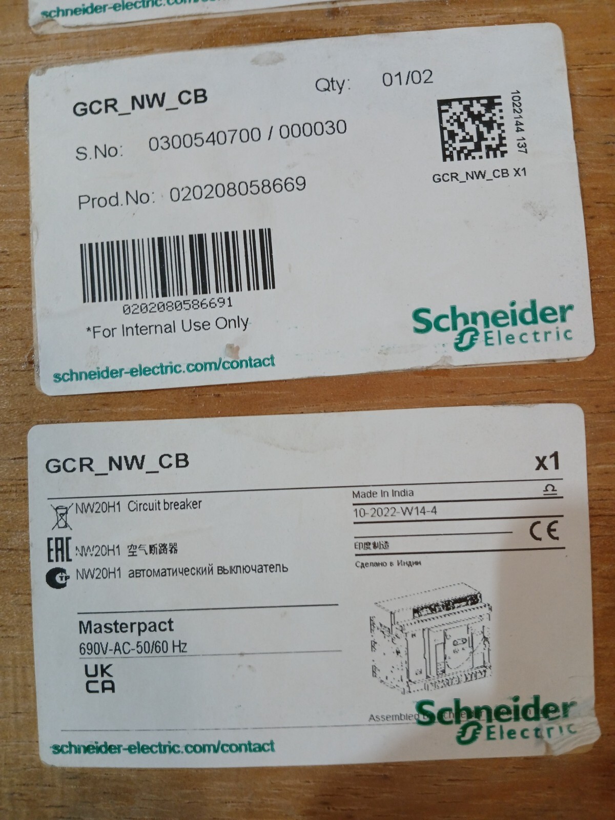 SCHNEIDER ELECTRIC NW20 H1 Masterpact NW Circuit Breaker Micrologic 6.0 P 1000V