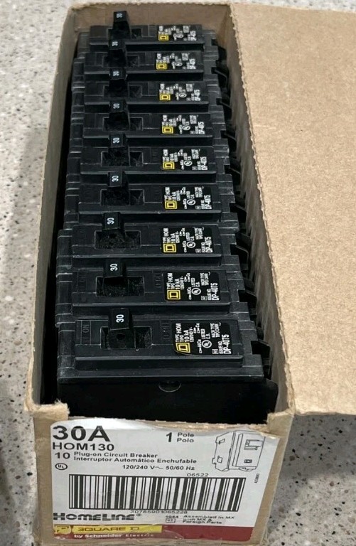 Square D HOM130 (10 PACK) 30A 1P 120/240V Circuit Breakers LOT OF 10 NEW IN BOX