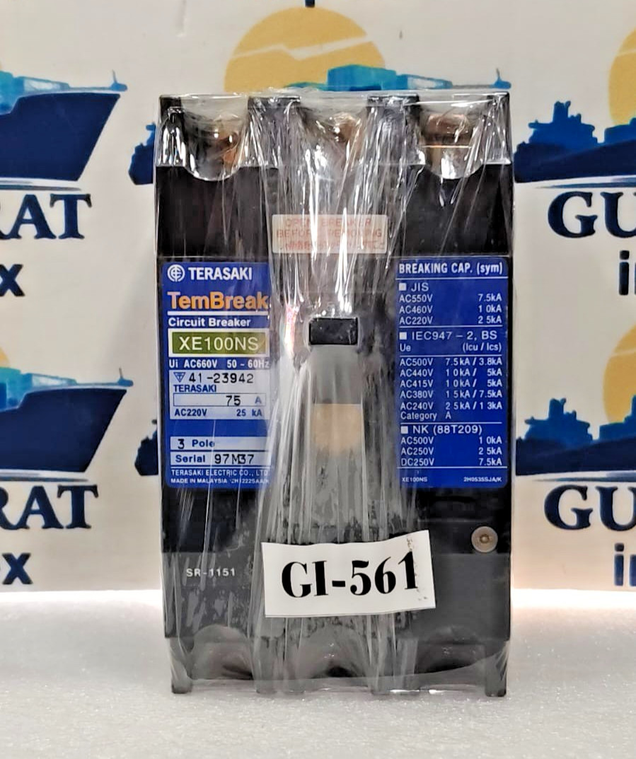 TERASAKI TEMBREAK XE100NS 75A 3POLE 25KA AC600V DC250V CIRCUIT BREAKER