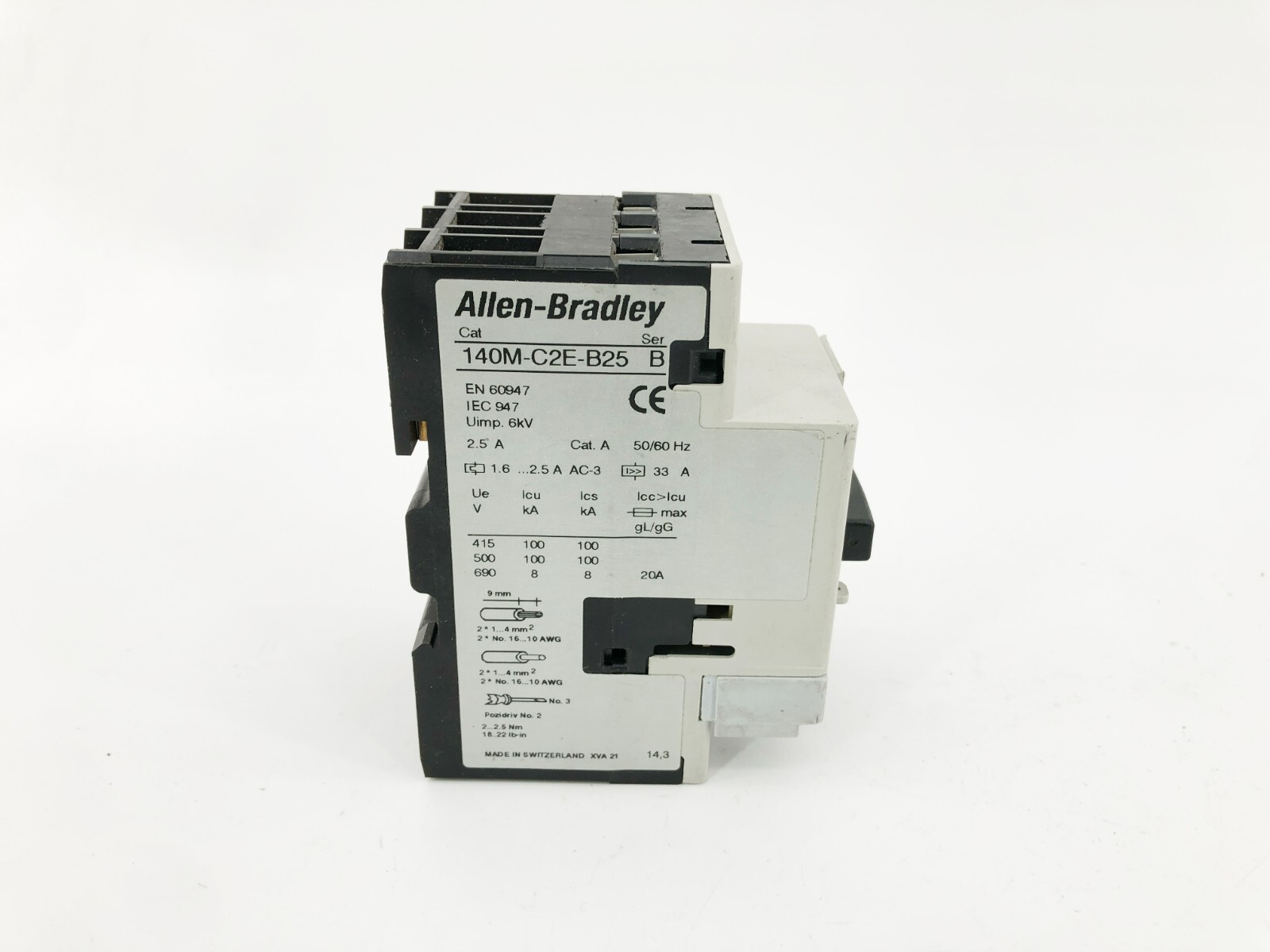 AB Allen Bradley 140M-C2E-B25 Ser. B Motor Circuit Protector 1.6-2.5A