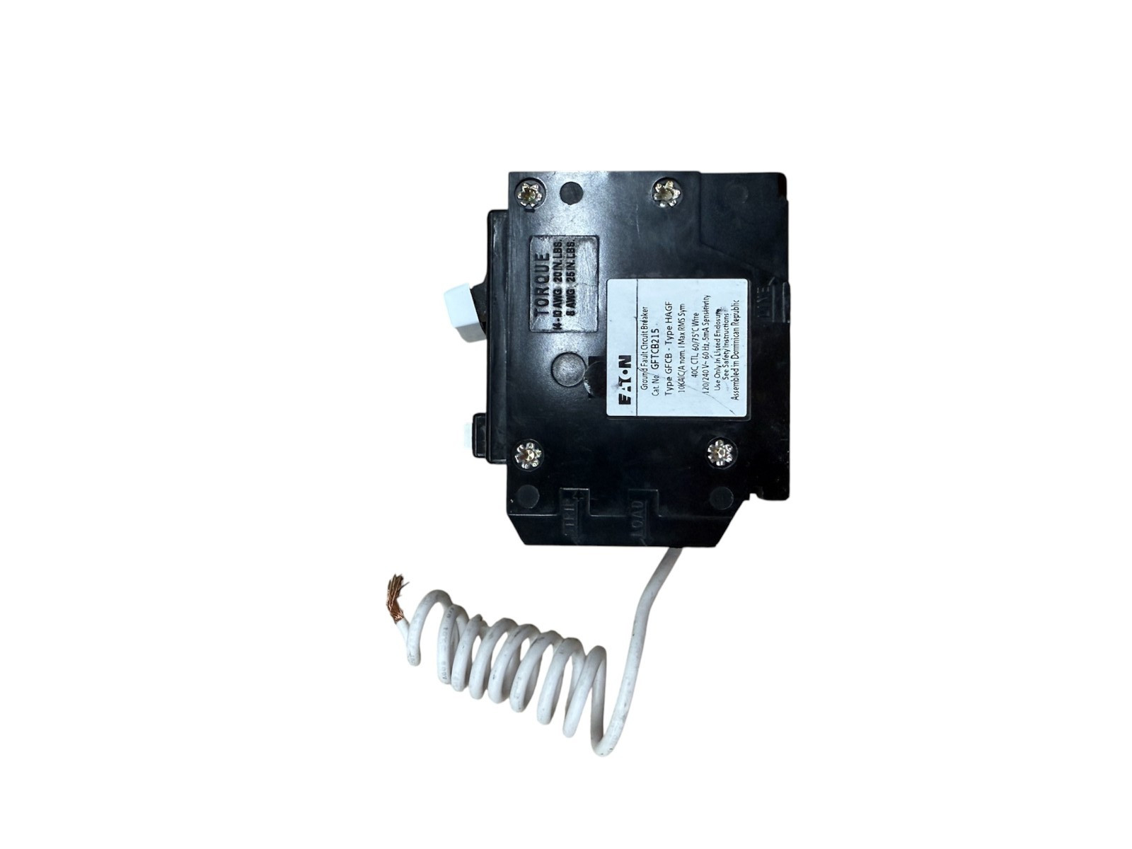 USED Eaton GFTCB215 15A 2-Pole GFCI Ground Fault Circuit Breaker