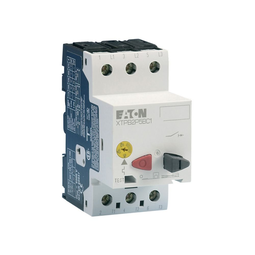 XTPB2P5BC1 – Eaton 2.5A Manual Motor Protector 3-Pole B-Frame DIN Rail Mount Cla