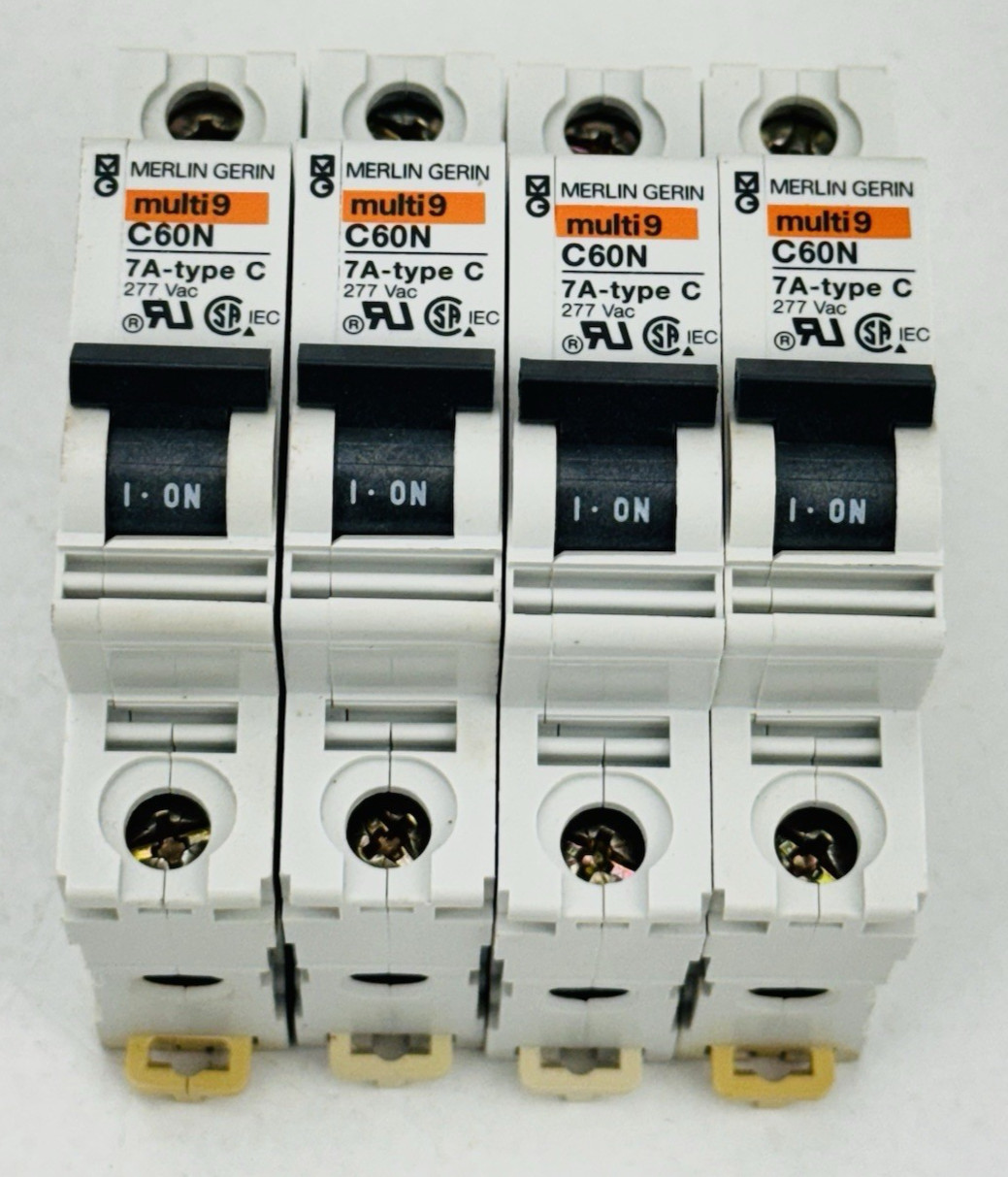 (LOT OF 4) Merlin Gerin multi9 C60N 7A-Type C Circuit Breaker 1 Pole *WARRANTY*