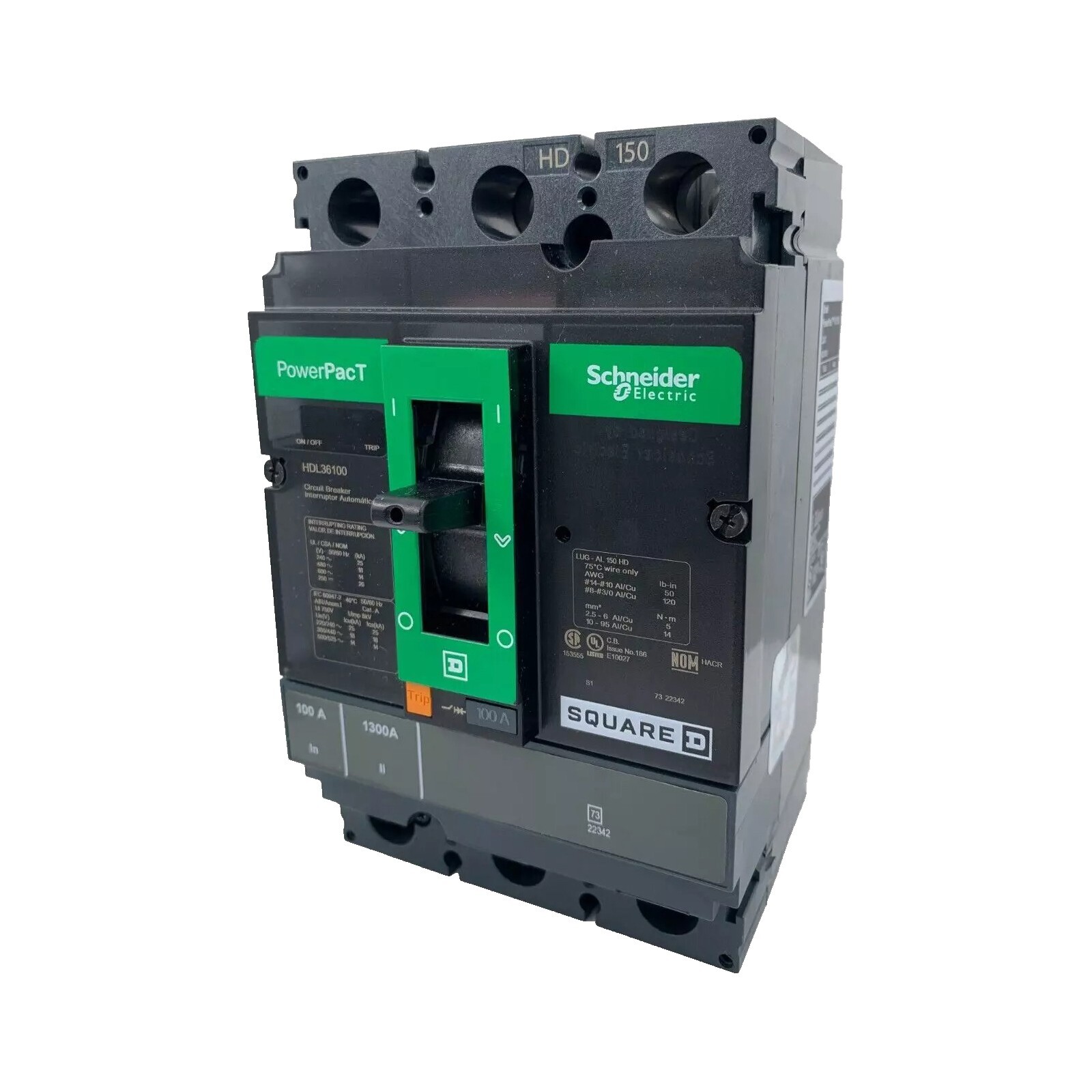 NIB – Square D – HDL36100 – Circuit Breaker, Powerpact H, 100A, 3 Pole, 600V