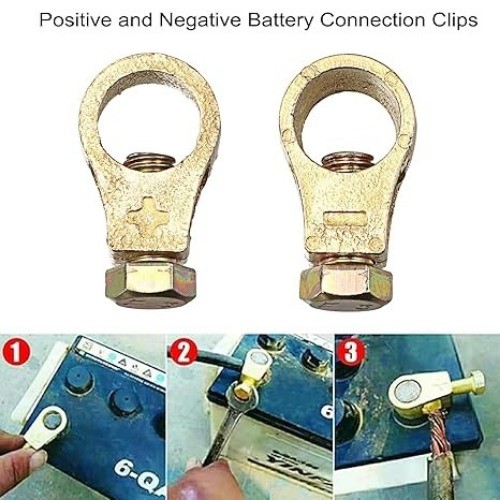 2 Pairs Battery Terminal Connectors Clips with Washers, Pure Copper Top Post Cla