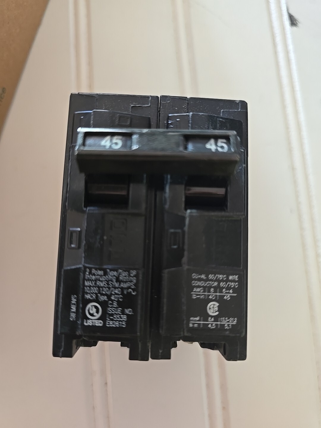 Q245 45-Amp Double Pole Type QP Circuit Breaker, Black