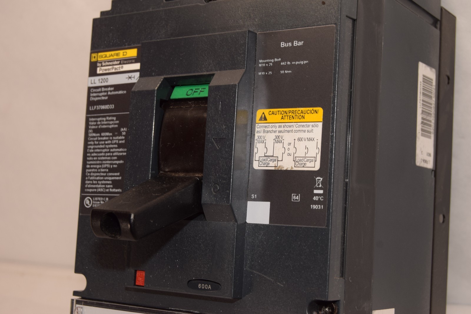 Square D PowerPact LL1200 Breaker LLF37060D33 600A 600 Amp 3p (New, take out)