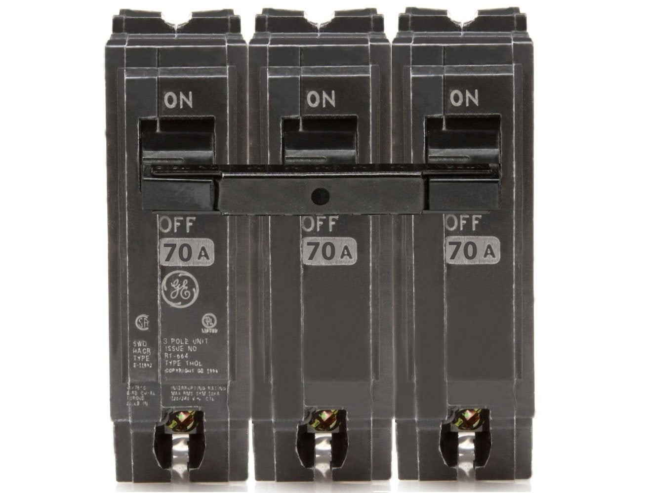 GE THQL32070 Miniature Circuit Breakers (MCBs) 3P 70A 120/240V