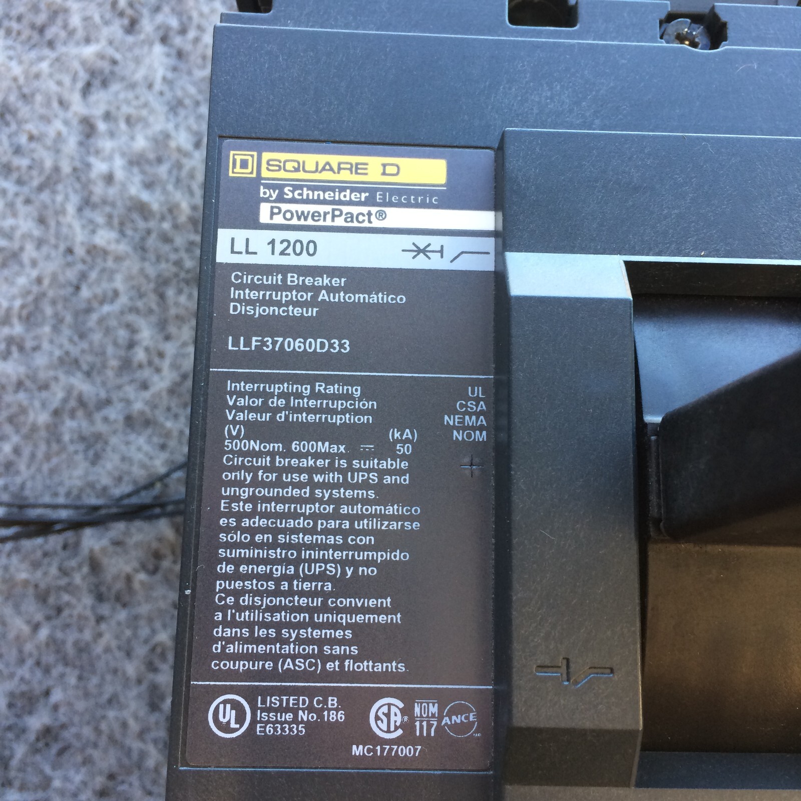 SQUARE D Power Pact LLF37060D33 600V 600A 3 pole NTO – NEW TAKE OUT