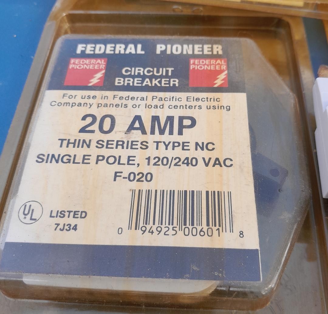 NC120 NC 020 FPE 20A 1P Stab-Lok Thin Federal Pioneer Pacific F-020 fpe electric