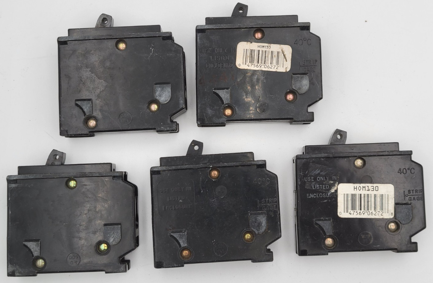 Square D HOM130 30 A 1-Pole 120 V Homeline Circuit Breaker USED (Lot of 5)