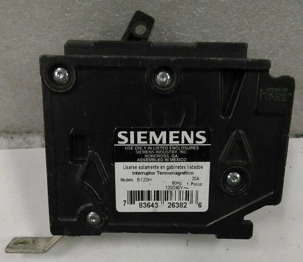 SIEMENS/BREAKER/B120H/20A/1P/240VAC/22KA/TYPE BLH/BOLT-ON /NEW(C#22