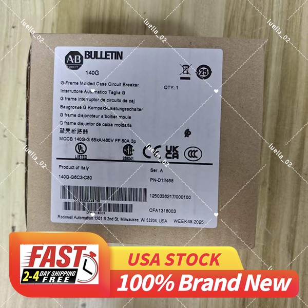 2023 NEW Sealed 140G-G6C3-C80 AB Circuit Breaker 80A 3-Pole 480V Free Ship