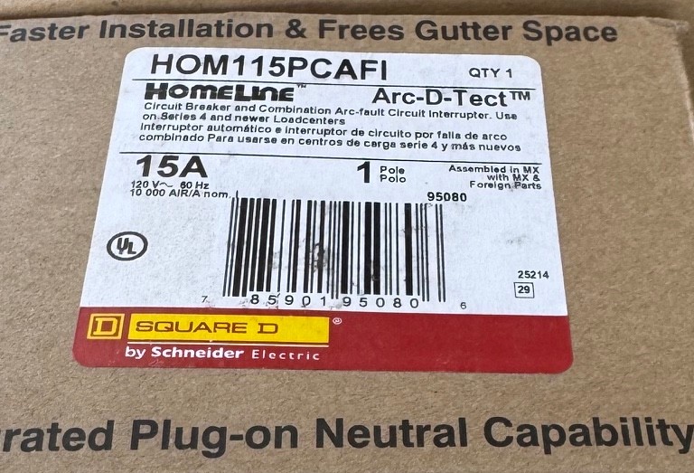 3) Square D HomeLine HOME115PCAFI AFCI breakers 15A 120V 1-Pole