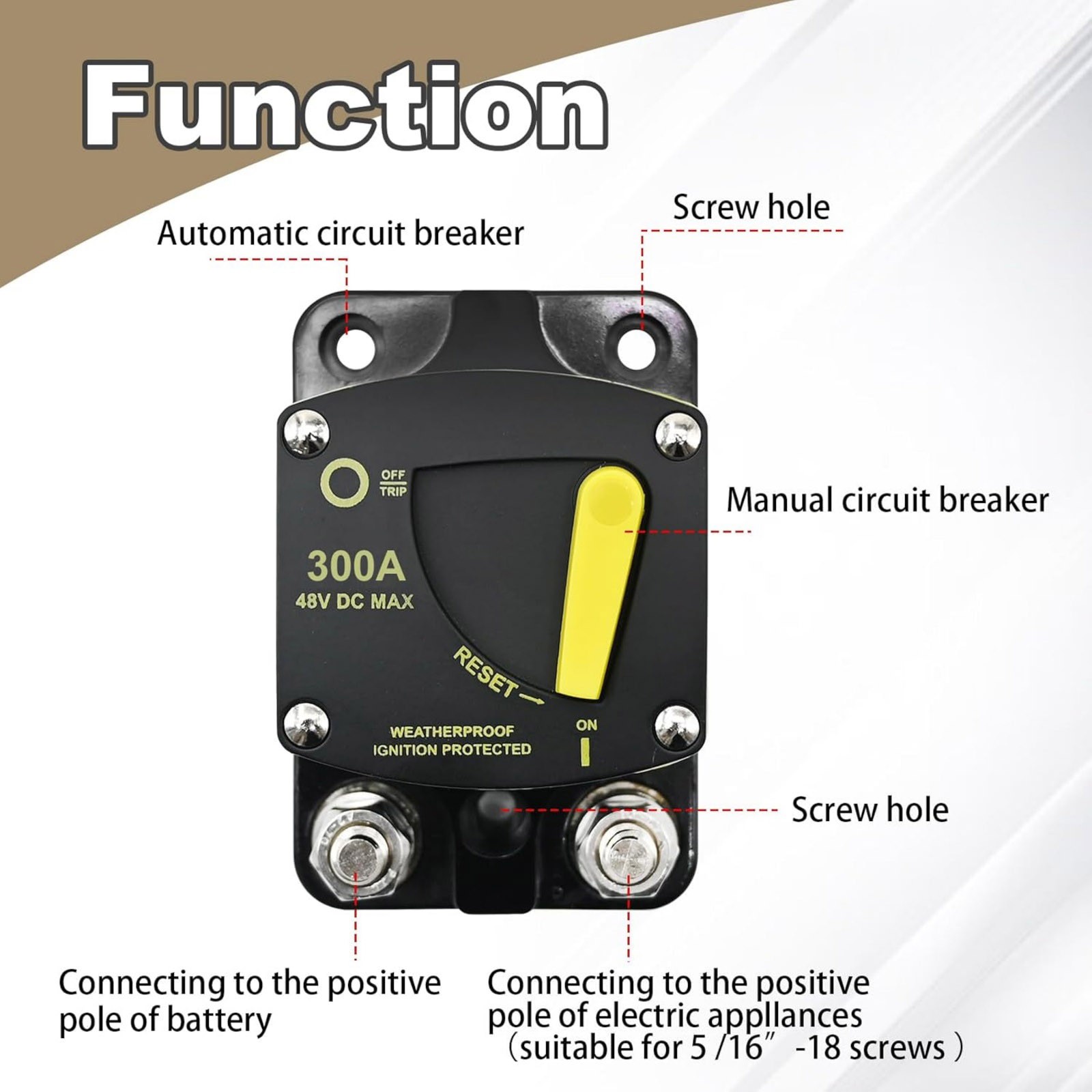 300 Amp 12-48V DC Circuit Breaker For Car Audio RV Marine Boat Truck Motors
