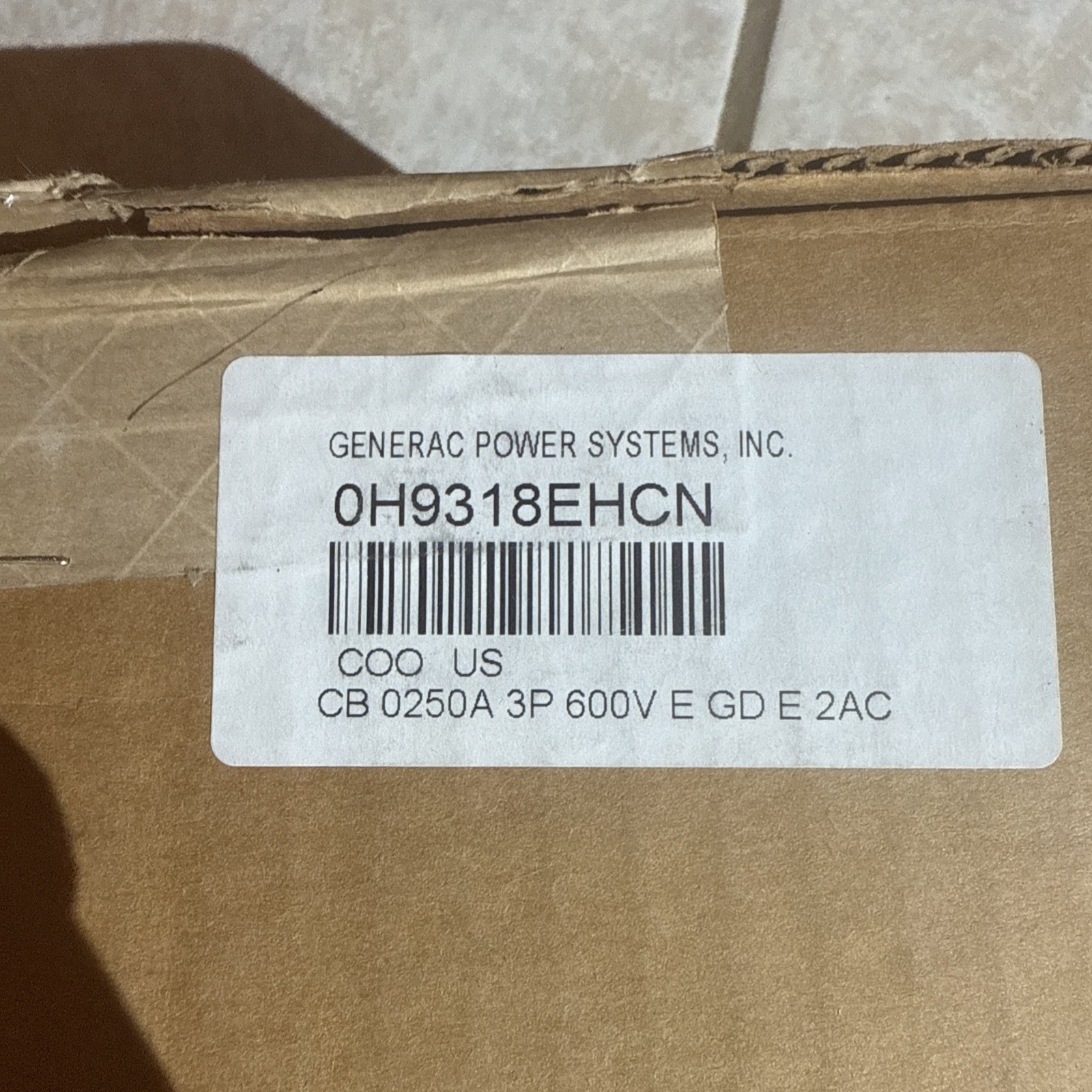 Eaton Generac J250E-C 0H9318EHCN Breaker JT325032 Trip JGE3250NNWC New in Box