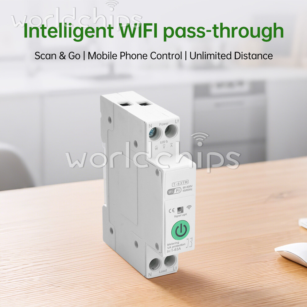 TUYA 63A WiFi Smart Circuit Breaker Over Current Under Voltage Protection Power