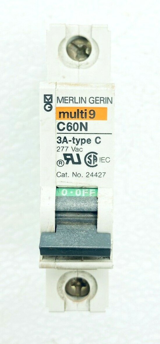 LOT OF 7 MERLIN GERIN CIRCUIT BREAKER 1) 17456 / 2) 24431 / 2) 24428 / 1)24427