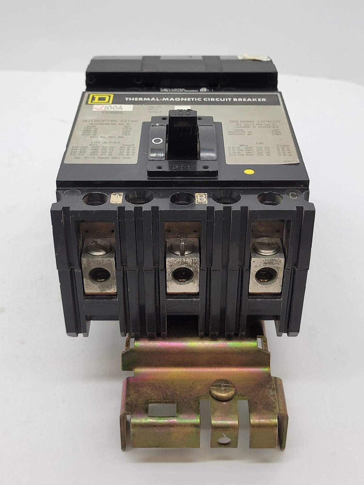 Square D FH36100 I-Line Circuit Breaker 100A 3P 600V 18KA FA Gray
