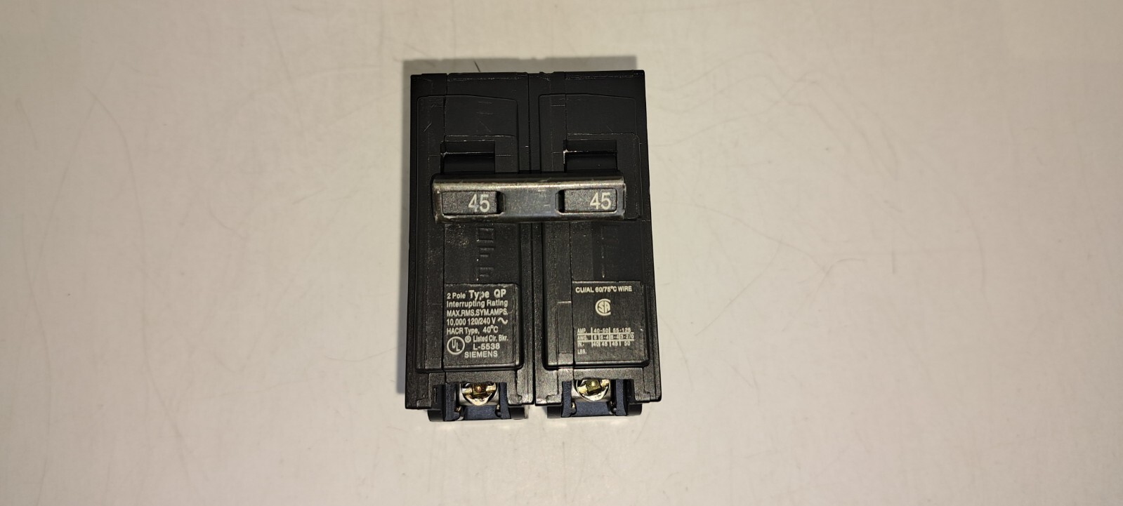 Siemens ITE Q245 45 Amp 2 Pole 120/240V Type QP Circuit Breaker