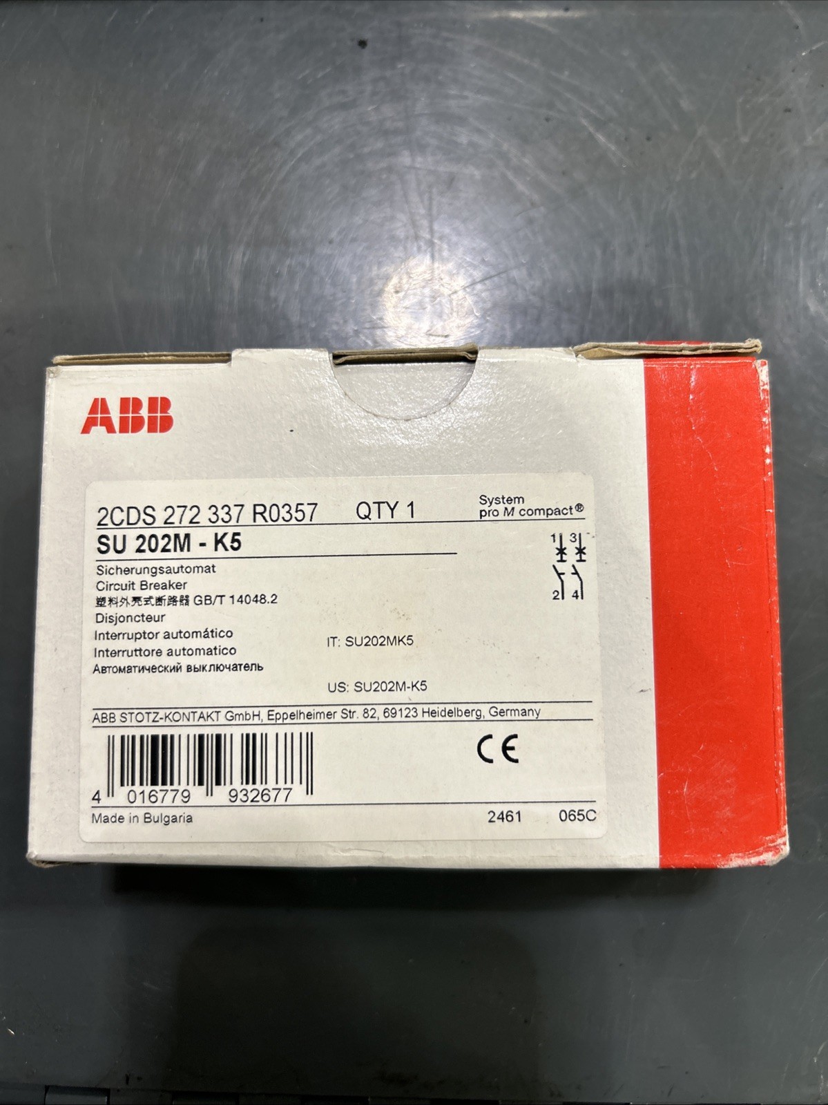 ABB SU202M-K5A 5 AMP 2-POLE CIRCUIT BREAKER