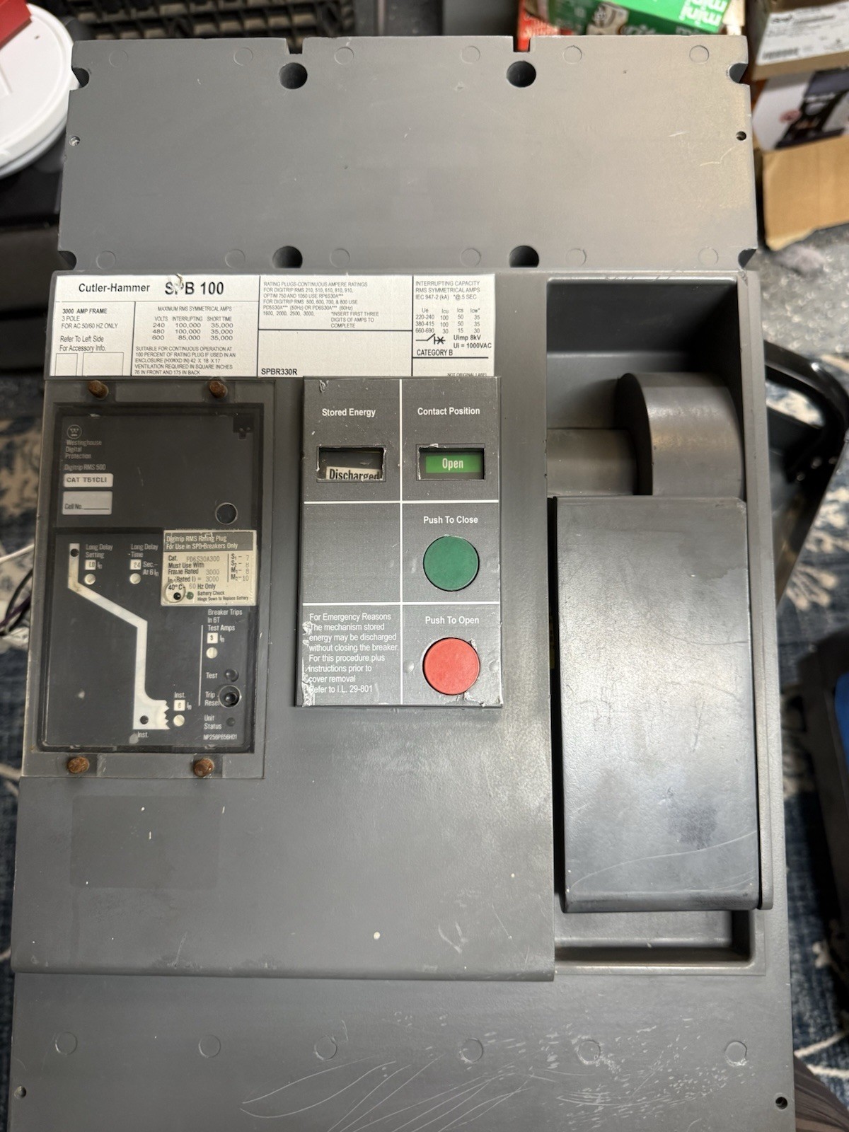 Cutler Hammer SPB SPB-100 SPBR330R 3 Pole 3000 Amp 600v T51CLI 3000 GFI