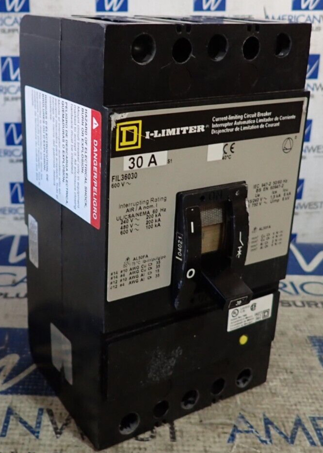 Square D FIL36030 30 Amp 600 VAC 3 Pole 200kA@480v Circuit Breaker – TESTED